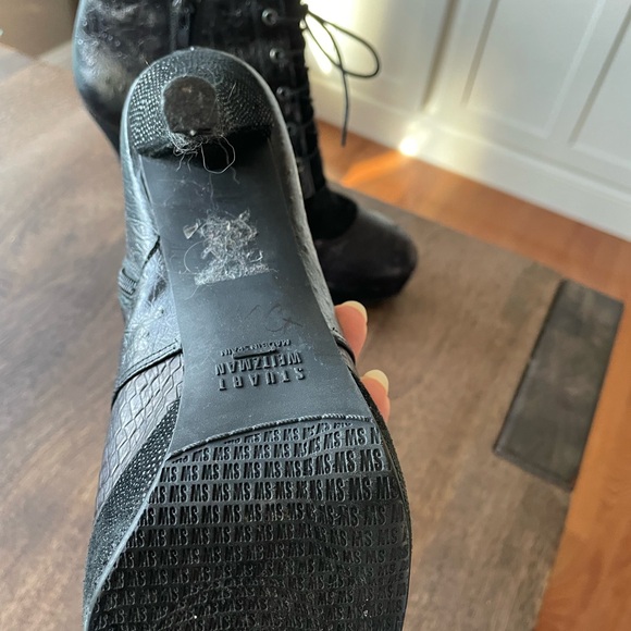 Stuart Weitzman 4.5” Platform Leather Calf Hair Booties Boots Pumps 7 - Picture 3 of 7